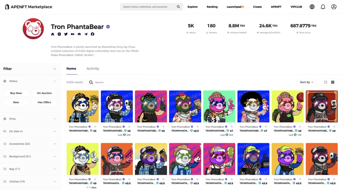 The floor price Tron PhantaBear NFT🐻
Big Event will happen soon🧸
Guess what?⚽️
<a href="/apenftorg/">apenft</a> <a href="/trondao/">TRON DAO</a> <a href="/justinsuntron/">H.E. Justin Sun 👨‍🚀 🌞</a>