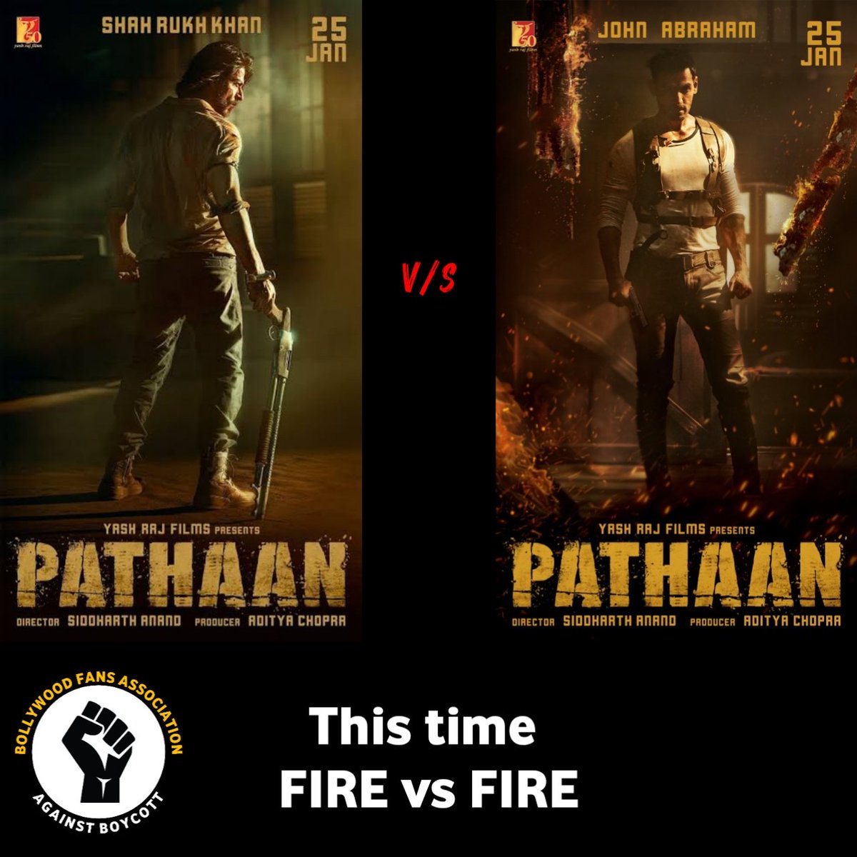 AgainstBoycott's tweet photo. FIRE vs FIRE on 25 JAN 2023

#PathaanFirstDayFirstShow
#Pathaan

@TheJohnAbraham @iamsrk 
#ShahRukhKhan #JohnAbraham https://t.co/5bRK8Rzxql