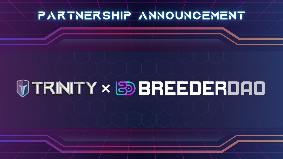 TrinityGuildPH's tweet photo. [PARTNERSHIP ANNOUNCEMENT]

Trinity Guild is excited to announce our partnership with @BreederDAO! Looking forward to the amazing projects we'll collaborate on in the Metaverse!

#TrinityGuild #TrinityGuildPH #scholarship #P2Egaming #eSports #P2E #partnership https://t.co/OVG1CVJuLi