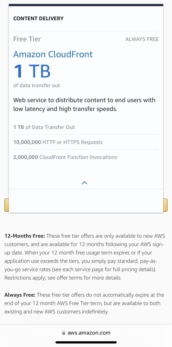 timsjoberg's tweet photo. @altluu @hillelogram @danluu CF’s free tier isn’t only for 12 months any more https://t.co/l5ftlB33lU