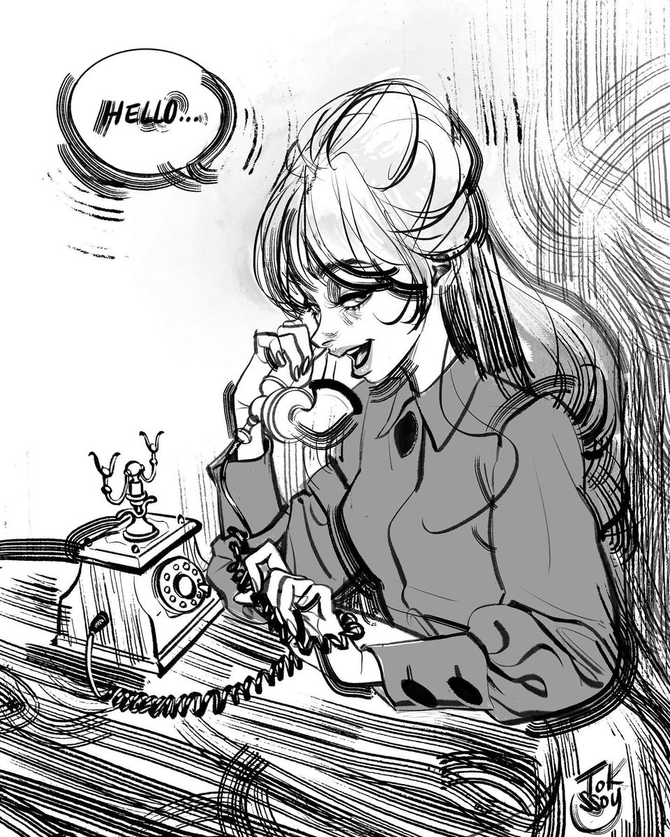 Hellooo…#tokssoy #illustrationart #일러스트 #그림 #vintage #telephone #1930s #fashion