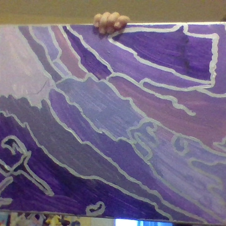 LibraryLadyUGL's tweet photo. Art by Tom &amp; Mom
Tom paints all the swooshes.
Mom does the outlining. https://t.co/eSIND2SdXT