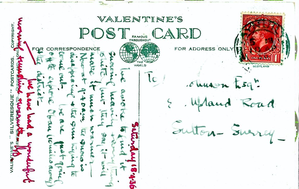 1920Hindsight's tweet photo. The lovely Loch Katrine today, from April 1936. Our sender seems to be having a nice time, despite the snow! 
#1920Hindsight #LochKatrine #VintagePostcard https://t.co/zLPkqi78Pk