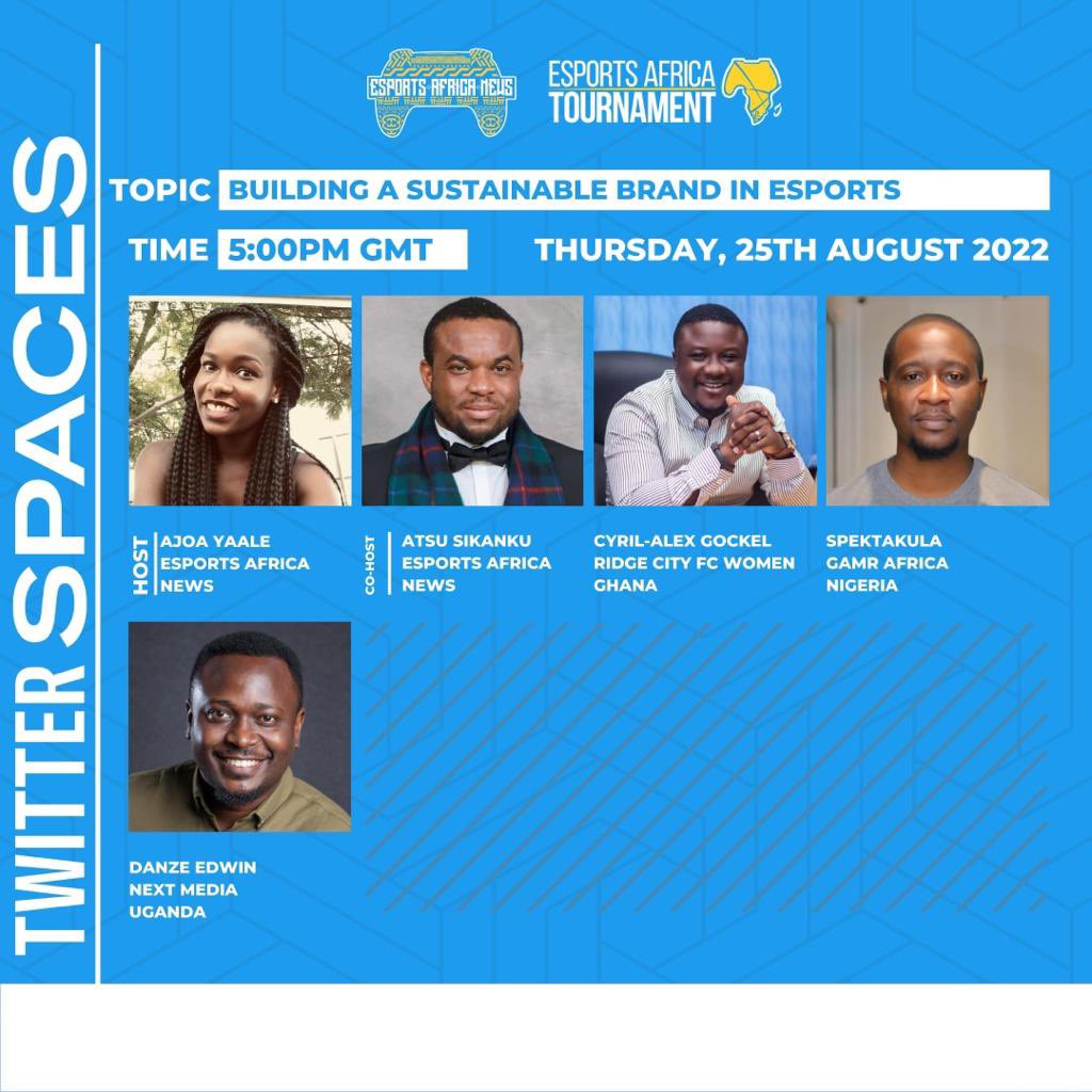 ESportsANews's tweet photo. Do you have a brand? How do you keep it up... Is it with skills, content, or having a target audience?

Join the likes of @deejahn @kunmila @redscorpiongh and @C_RealMC on #EANaffairs today, at 5:00pm GMT!

#branding #Africa #EANaffairs #esports https://t.co/PzTd37seEW