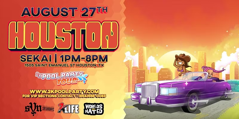 acpbs99's tweet photo. #2KPOOLPARTY - HOUSTON, TEXAS - SATURDA#2kpoolpartyπ€©
β°Sat, 27 Aug, 1β8 pm GMT-5
In 3 Days
Sekai
#poolparty #houstontx #sekai #party #partytime #pooltime https://t.co/wO2YUgMF4I