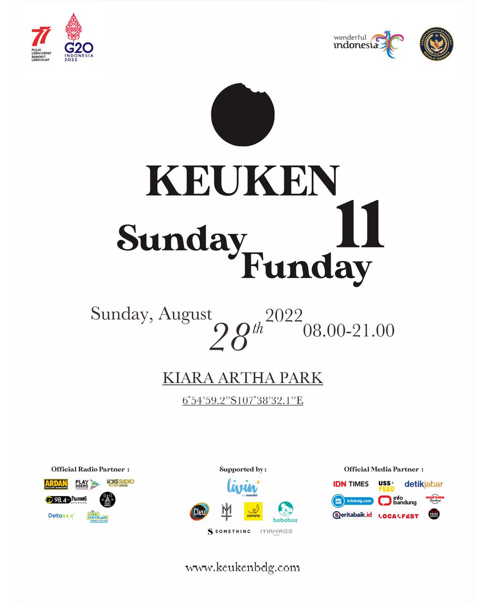 infobdg's tweet photo. Tahun ini @KeukenBdg yang disebut Sunday Funday akan diadakan di Kiara Artha Park, 28 Agustus 2022.

Bakal ada 50 tenant kuliner yang manjain lidahnya kamu, ada kitchen stage, music performance dan kegiatan seru lainnya.

Save the date ya, Taruwit!

#infoBDG #Keuken https://t.co/BImrg4sKuj