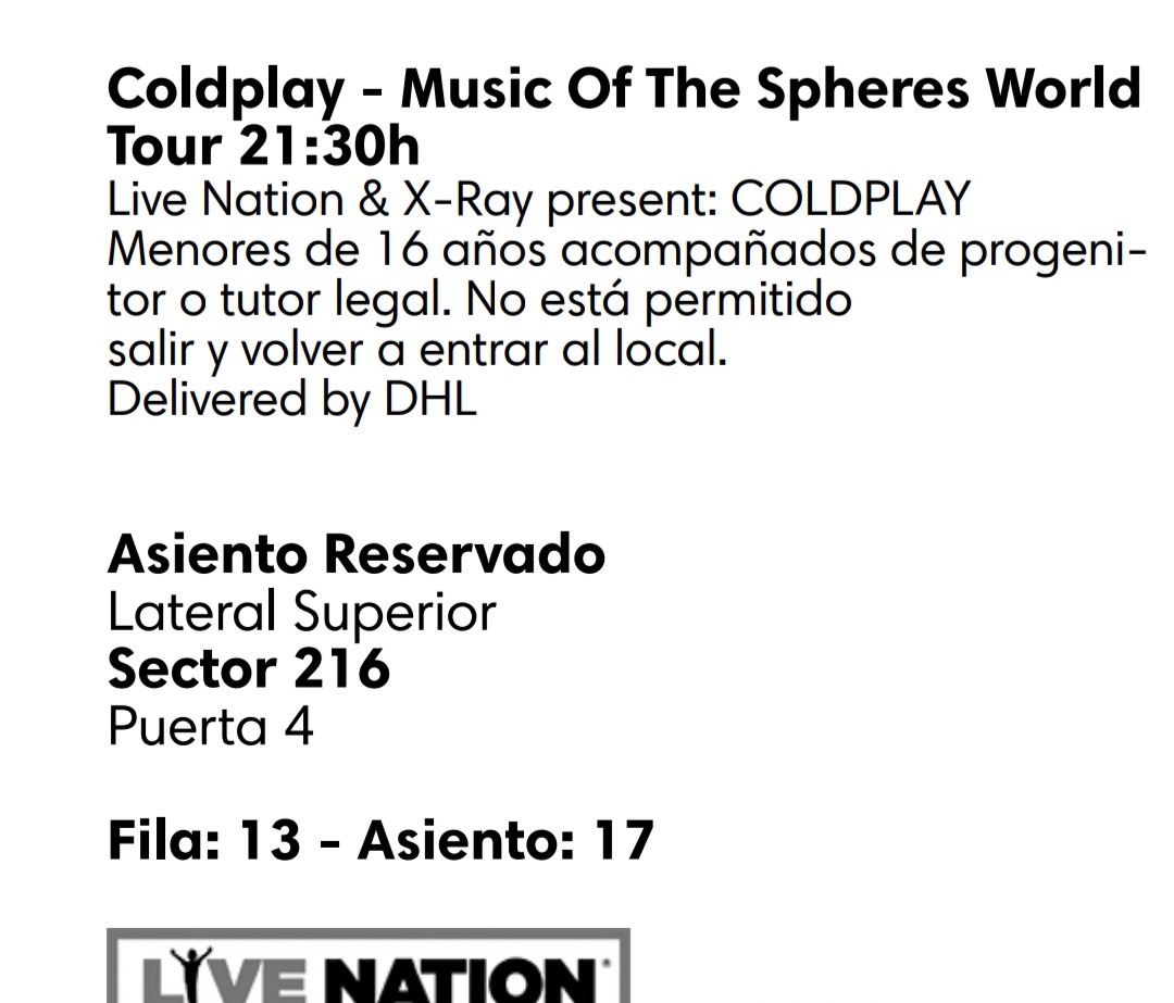 Spyroco's tweet photo. Buenos días, VENDO entrada en GRADA para el concierto de Coldplay en Barcelona, día 25. Compré dos entradas por las prisas. Precio el original obviamente. #coldplay #coldplaybarcelona https://t.co/YAlOuzarIw