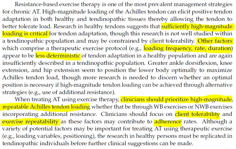 Really nice summary of the state of the art for managing Achilles tendonopathy here: mdpi.com/2077-0383/11/1…
#OpenAccess 
Come for the sexy Achilles tendon diagram, stay for Table 1's management prescription variables (Hint: get the load magnitude right)