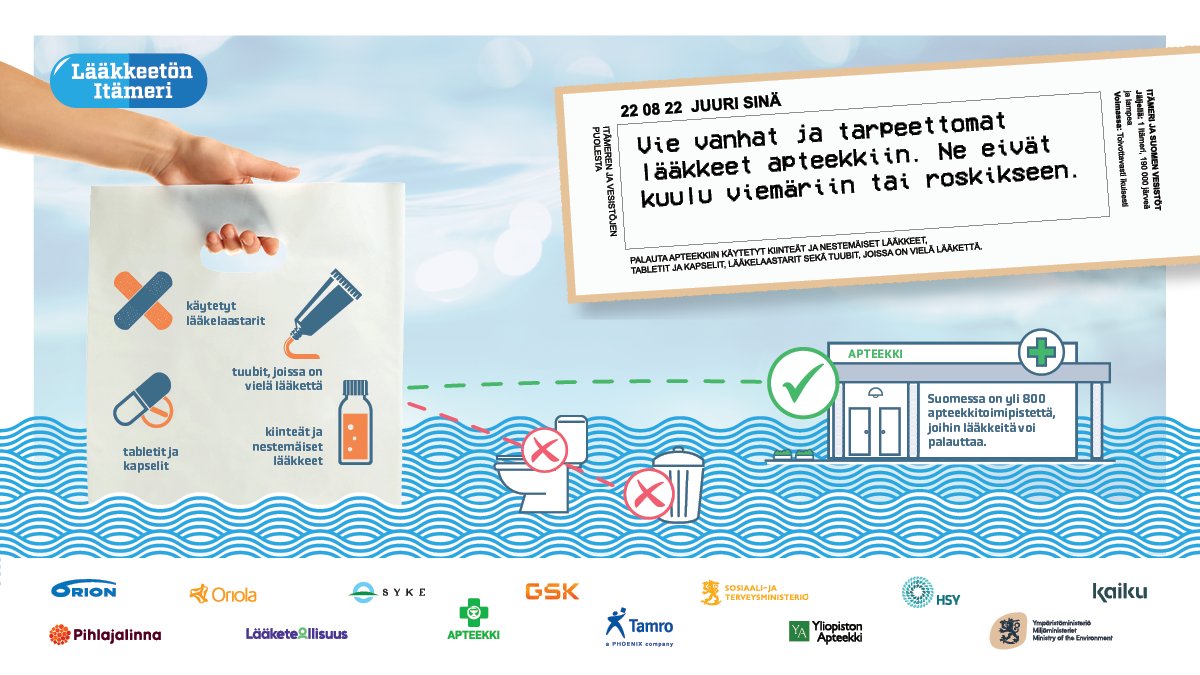 Hyvää Itämeripäivää!🌊Tee Itämeripäivän teko ja vie käyttämättömät ja vanhentuneet lääkkeet apteekkiin.

Mitä kaikkea apteekkiin kuuluikaan viedä? Palauta mieleesi tämän kuvan avulla!

#itämeripäivä #itämeri #lääkkeetönitämeri #vieapteekkiin