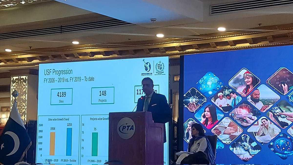 PTAofficialpk's tweet photo. CEO @USF_Pak, Mr. Haaris Mahmood Chaudhary giving an overview on USF's work in various areas of Pakistan at the #ConsumerCon22

#ConsumersFirst https://t.co/yhxULhAdKF
