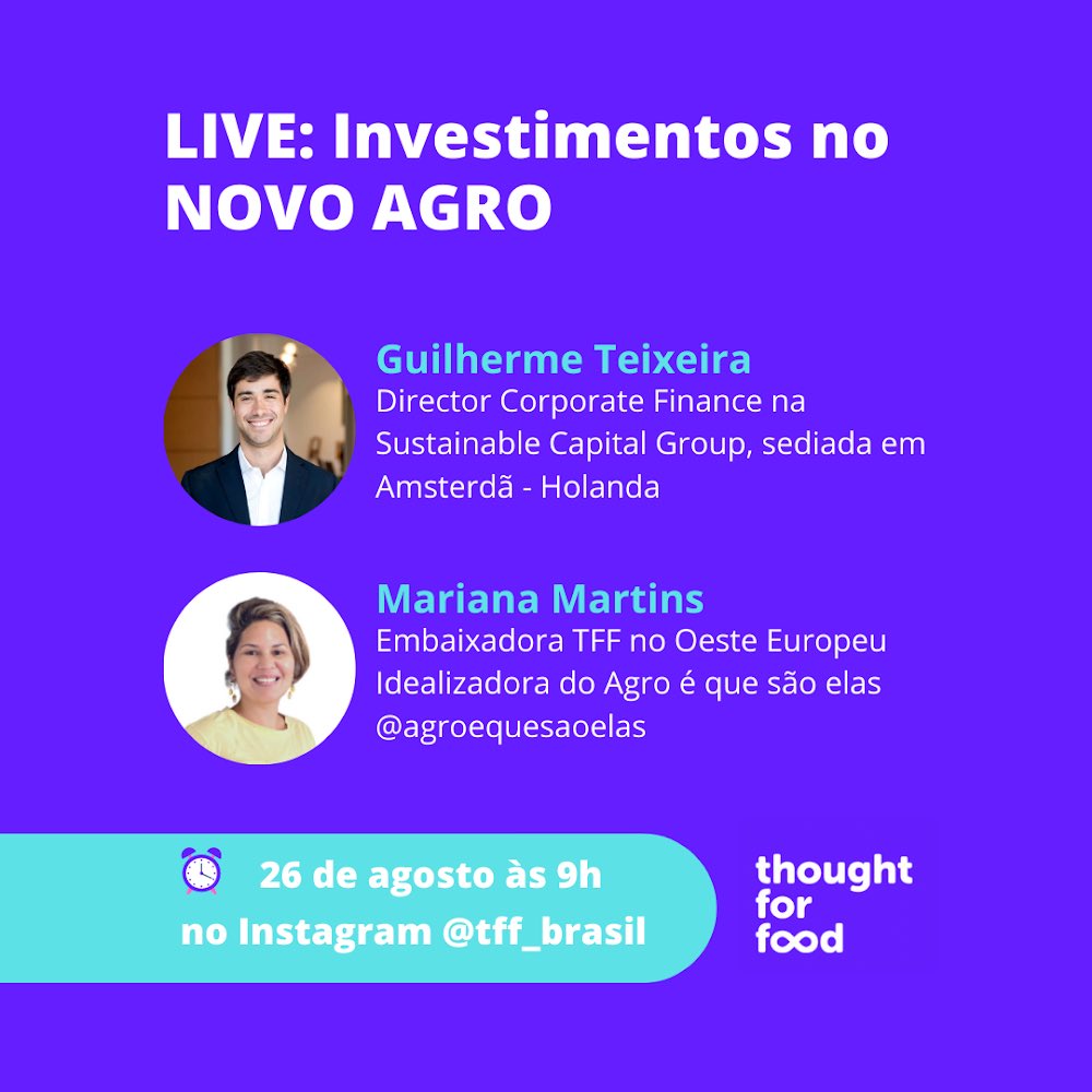 thoughtforfood_'s tweet photo. Join us this FRIDAY with our #tffcommunity in Brazil 🇧🇷 and Europe 🇪🇺
We will talk about #investments in the new #agriculture. 🔴 LIVE on tff_brasil Instagram account.
🗓 Fri, Aug 26th @ 2PM CET
📍 https://t.co/SEG0jcil69 https://t.co/3gzdLt1Hjz