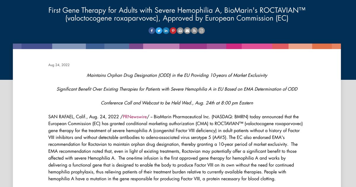 Major development in the history of hemophilia treatment. The first gene therapy for hemophilia has been approved in Europe. #hemophilia #haemophilia #genetherapy