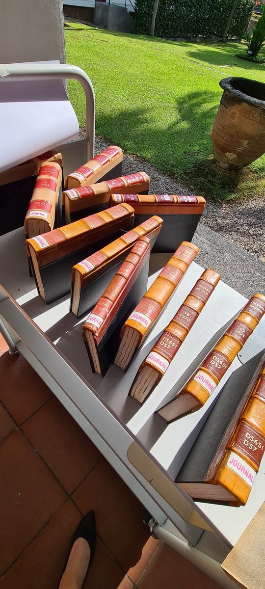 Sharon__Seah's tweet photo. @ISEAS Library giving #DilimanReview - beautifullu bound journal from the 1970s - a good 'suntan' this morning. https://t.co/wkaU3K3Tdw