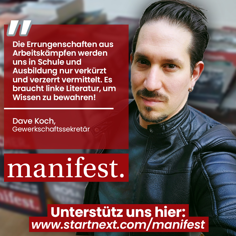 Dave Koch ist Gewerkschaftssekretär und sagt uns, warum es wichtig ist, vergriffene oder verschollene Werke der Arbeiter*innenbewegung verfügbar zu machen oder gewonne Erkenntnisse in neuen Werken zu verarbeiten.