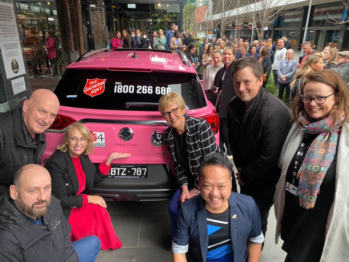 It was an honour to launch the @salvos_614’s new Pink Car, an initiative to help women feel safer in the city after dark. Named in honour of @cityofmelbourne's own Anne Malloch, I’m proud to be a part of this project alongside my beloved @CollingwoodFC! @VictoriaPolice