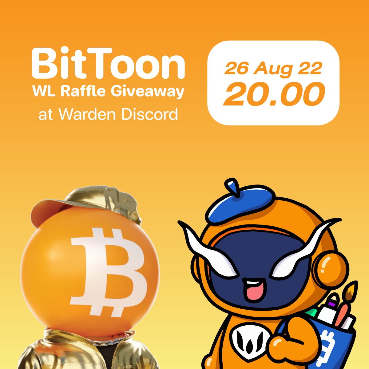 WardenSwap's tweet photo. BitToon WL Raffle Giveaway
@ Warden Discord 
26 Aug 22, 20.00 GMT+7

To join
✅ Follow @bittoonfunny 
✅ Follow @MetaWardenGuild 
✅ Retweet this tweet
✅ Enter Warden's discord : https://t.co/oGbzs2erFE https://t.co/4w3RN6yu0E