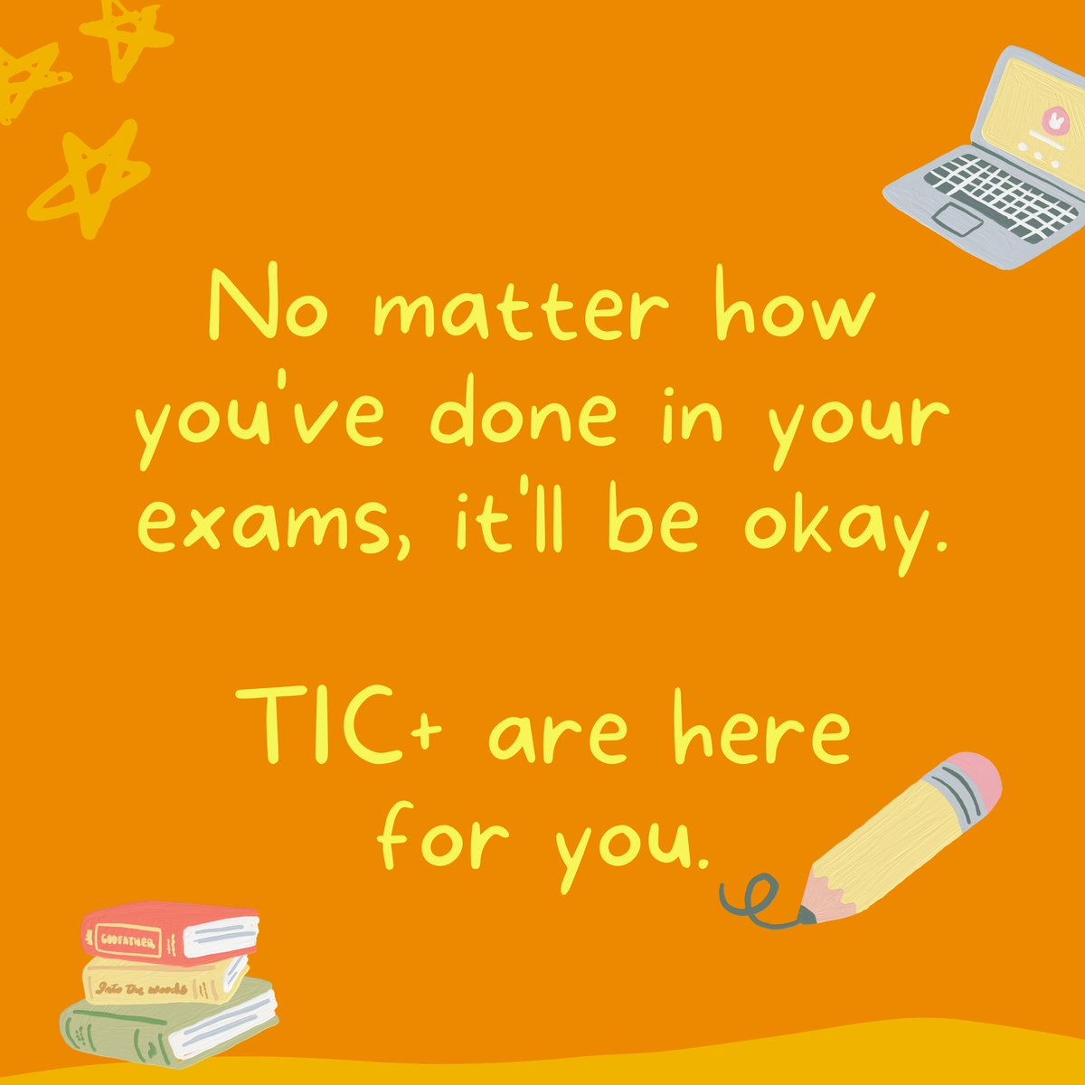 letstalkwell's tweet photo. Wishing the best of luck to everyone picking up their exam results today. No matter how you've done, it will be okay 🧡

Feel worried about your results? Chat to our friendly team using our tic+chat service, open tonight from 5pm 📱💬 

Find support 👉 https://t.co/SJqucQQsVI https://t.co/biZLCUnvac