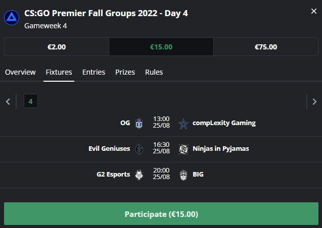 fanteam_esports's tweet photo. 📢We're a just few hours away! 📢
Be part of the @CSGO Premier Fall Groups 2022 Playoffs!
⏰13h00 CET
▶️https://t.co/IyvjQcUm0u
Make your teams, play with us! 🔫🔫
#csgo #csgofantasy #fantasy https://t.co/UId92FRGcR