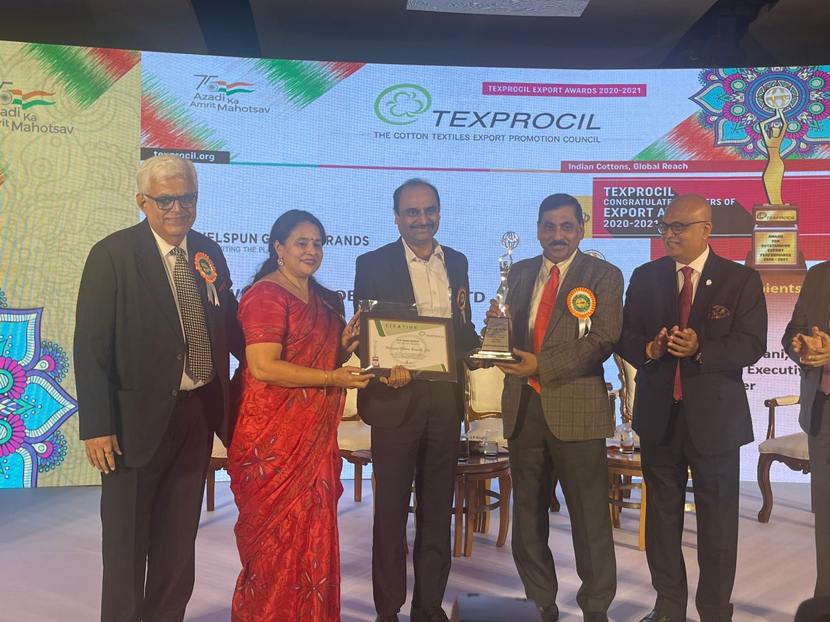 DipaliGoenka's tweet photo. Our 'Platinum Trophy for the Highest Global Exports' and the 'Gold Trophy for the Special Achievement Award in Madeups' fills us with joy and honour. Kudos to our brilliant team and their tireless efforts!
Thank you TEXPROCIL for the recognition 

#awardwinning #sustainability https://t.co/nT2u9CvEw7