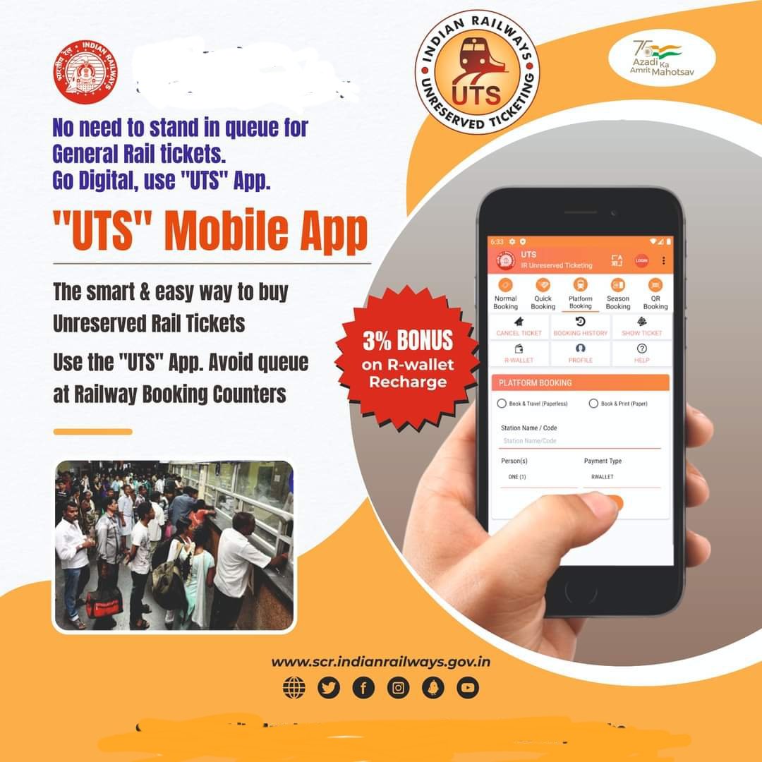 Tejasvi_Surya's tweet photo. Leveraging technology to provide ease of access, UTS App makes the entire Railway Unreserved Ticket booking system hassle-free.

- Saves time
- Helps in skipping long queues
- Enables contactless &amp; cashless transactions

Urge everyone to use UTS while booking railway tickets. https://t.co/ugQN8Z6AGK