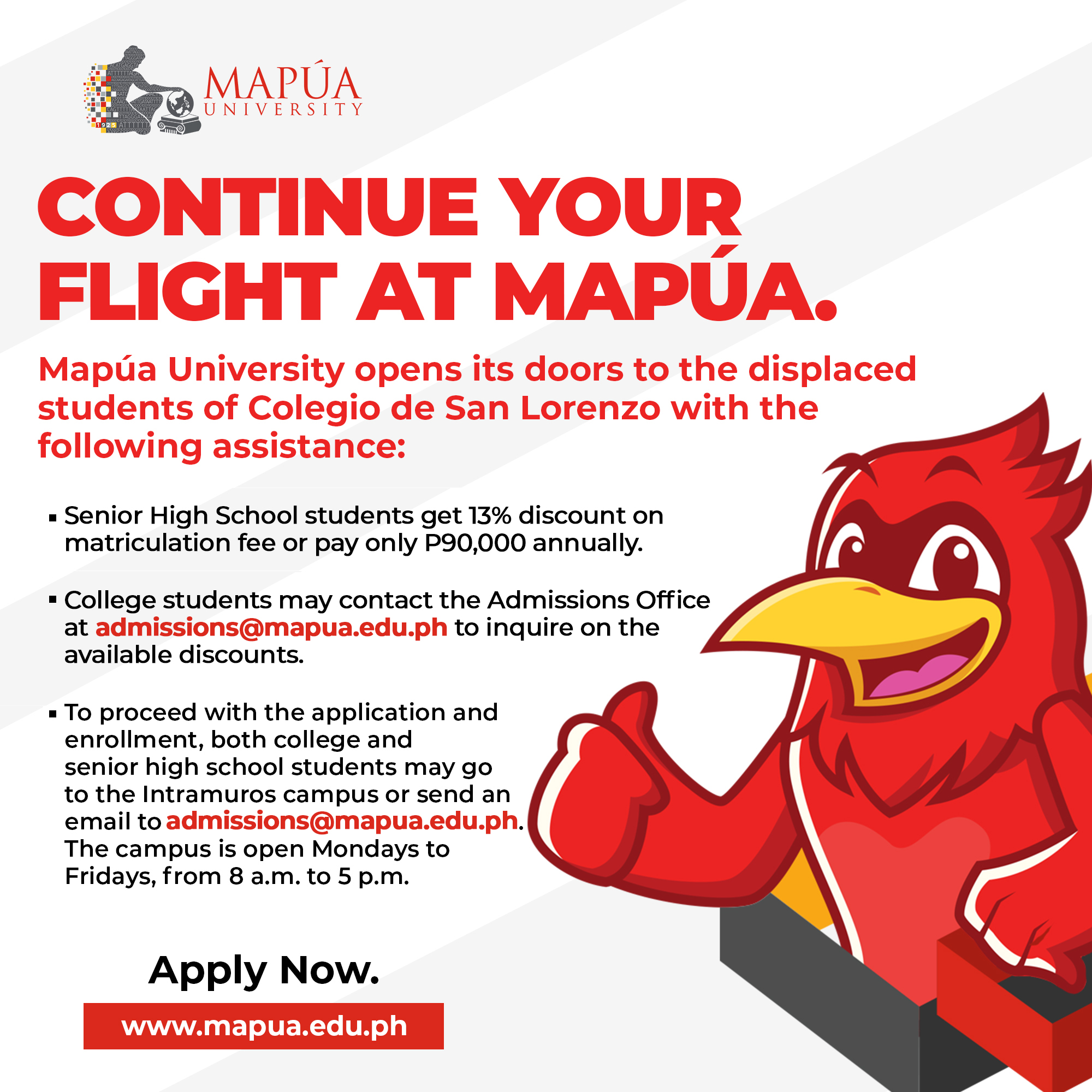 Take Flight: Apply Now — Office of Admissions