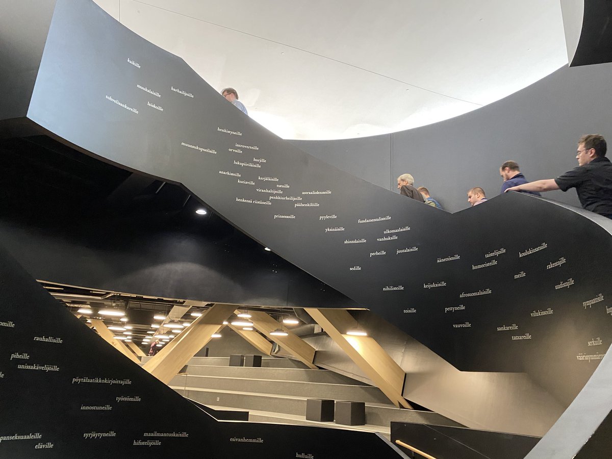 SMonseau's tweet photo. Who is a library for? Everybody. These are the words for all the people who can use the library in Finnish #fulbrightfinland #helsinki #helsinkipubliclibrary #finnishwelcome https://t.co/eThoeBsWYf