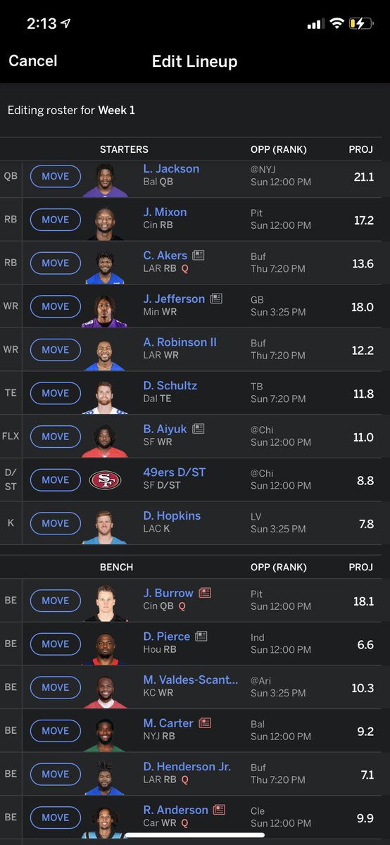 Trray768's tweet photo. @FntsyHeadliners how’s my team and should I try to shop lamar or burrow https://t.co/xEshpoGVn8
