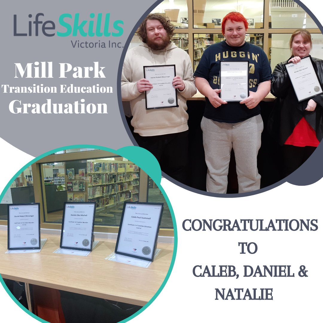 lifeskillsvic's tweet image. Yesterday we celebrated the graduation of our Certificate I in Transition Education class at #MillParkLibrary! These students put in a lot of hard work and dedication to get here, &amp;amp; we’re all incredibly proud of all of them! #nationalskillsweek #GoBeyondYourImagination #VET