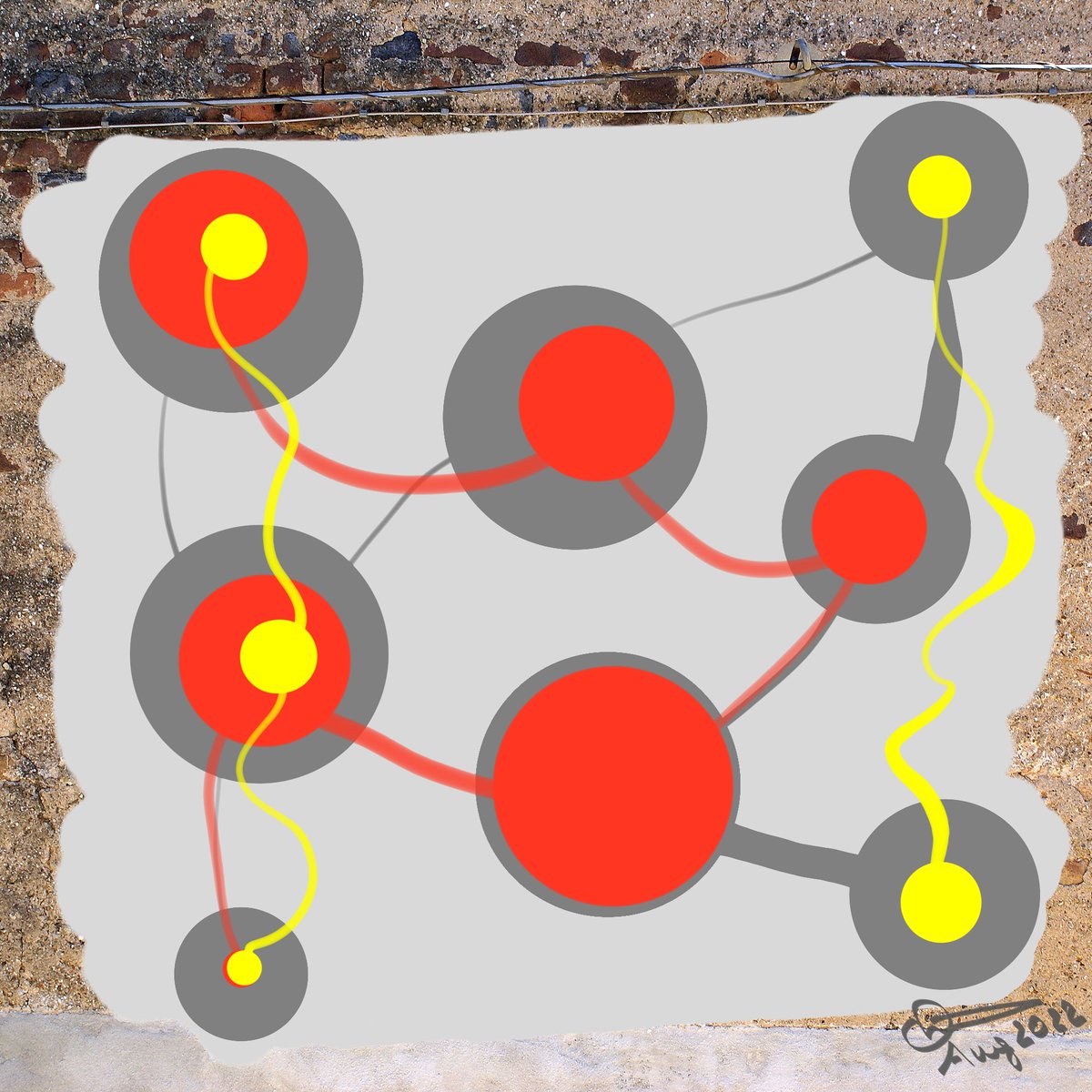 VeryLazyTeam1's tweet photo. Following the experiments carried out, I found a graphic solution which, for the moment, satisfies me. Each work consists of 5 graphic elements: a wall that acts as a primary background, a secondary background with a relatively light homogeneous color and 3 levels of bubbles https://t.co/2CnTGpxlnS