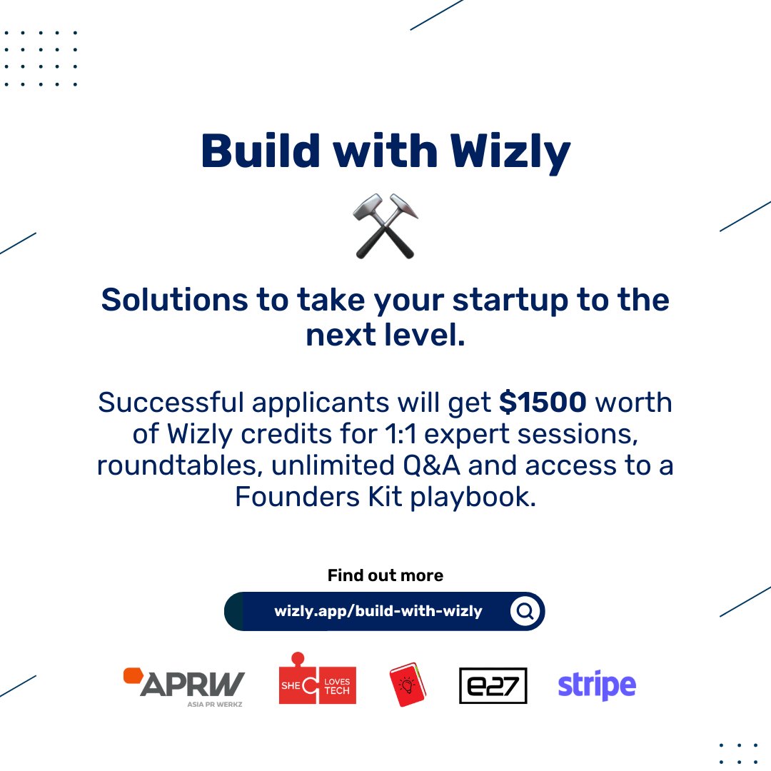 We are thrilled to announce the launch of 'Build with Wizly' - a program designed to bring expert solutions to scaling companies in the areas of Go-to-Market, Marketing and Product Management globally.

Learn more &amp; apply: wizly.app/build-with-wiz…

#startups #solutions #gotomarket