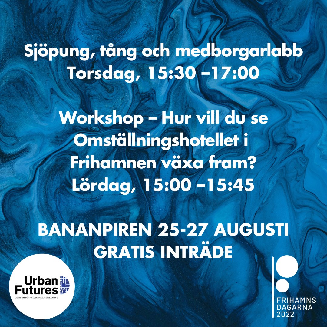 Vi deltar även i år på #Frihamnsdagarna. Vi pratar om omställningshotellet och dess marina kolonilott, som utvecklas som en del av Prototyp Göteborg. Ses vi där?gmv.gu.se/urbanfutures/s… #prototypgoteborg #omställningshotellet #gbg400år #stadsutveckling
