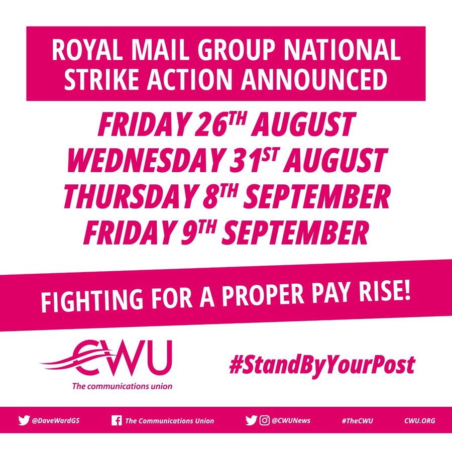 We're not going to lie as a mail order company posties on strike is a major inconvenience for <a href="/Phil_Football/">Philosophy Football</a> . Does that mean we don't support <a href="/CWUnews/">CWU</a> strikes? Not bit of it 'cos our posties deserve a proper wage, as does everyone.
<a href="/DaveWardGS/">Dave Ward</a>