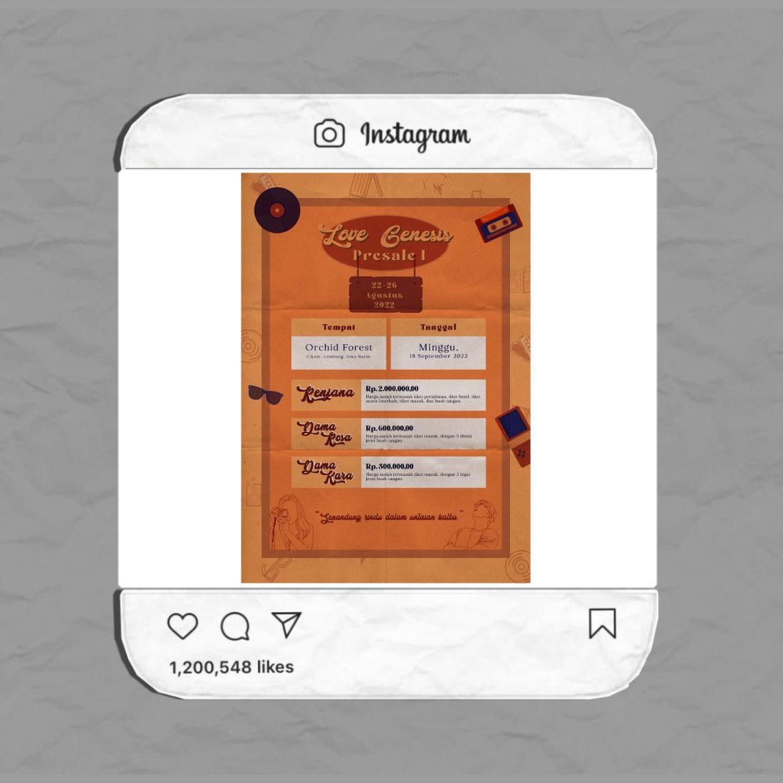 BAlTPILU's tweet photo. ️
️
𝙉𝙖𝙙𝙝𝙞𝙥𝙖𝙨𝙬𝙖 𝘐𝘯𝘴𝘵𝘢𝘨𝘳𝘢𝘮 𝘜𝘱𝘥𝘢𝘵𝘦.

ㅤㅤHalo teman - teman! Sudah punya tiket LOVE GENESIS belum? Kalau belum punya, kalian bisa dapatkan tiketnya di @LOGTIKET untuk presale pertama mereka menyiapkan 3 kategori tiket yang menarik lho.
️
️ https://t.co/eh961G6j4o
