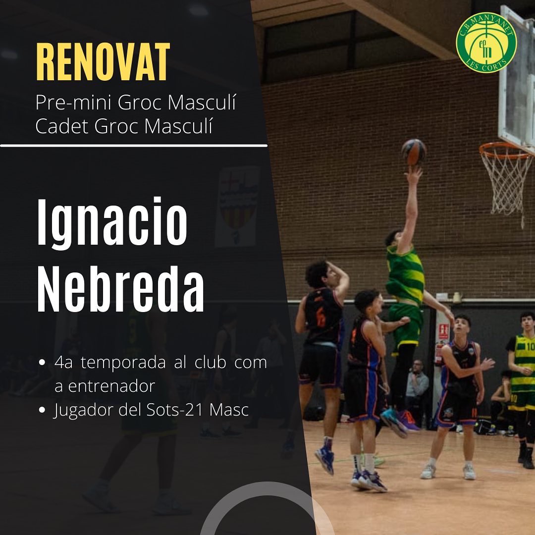 CBManyanet's tweet image. ➡️ Al Cadet Groc Masculí comptem amb el Xavi, dels entrenadors que més anys porta al club i l’Ignacio.

#ForçaManyanet 💚💛
