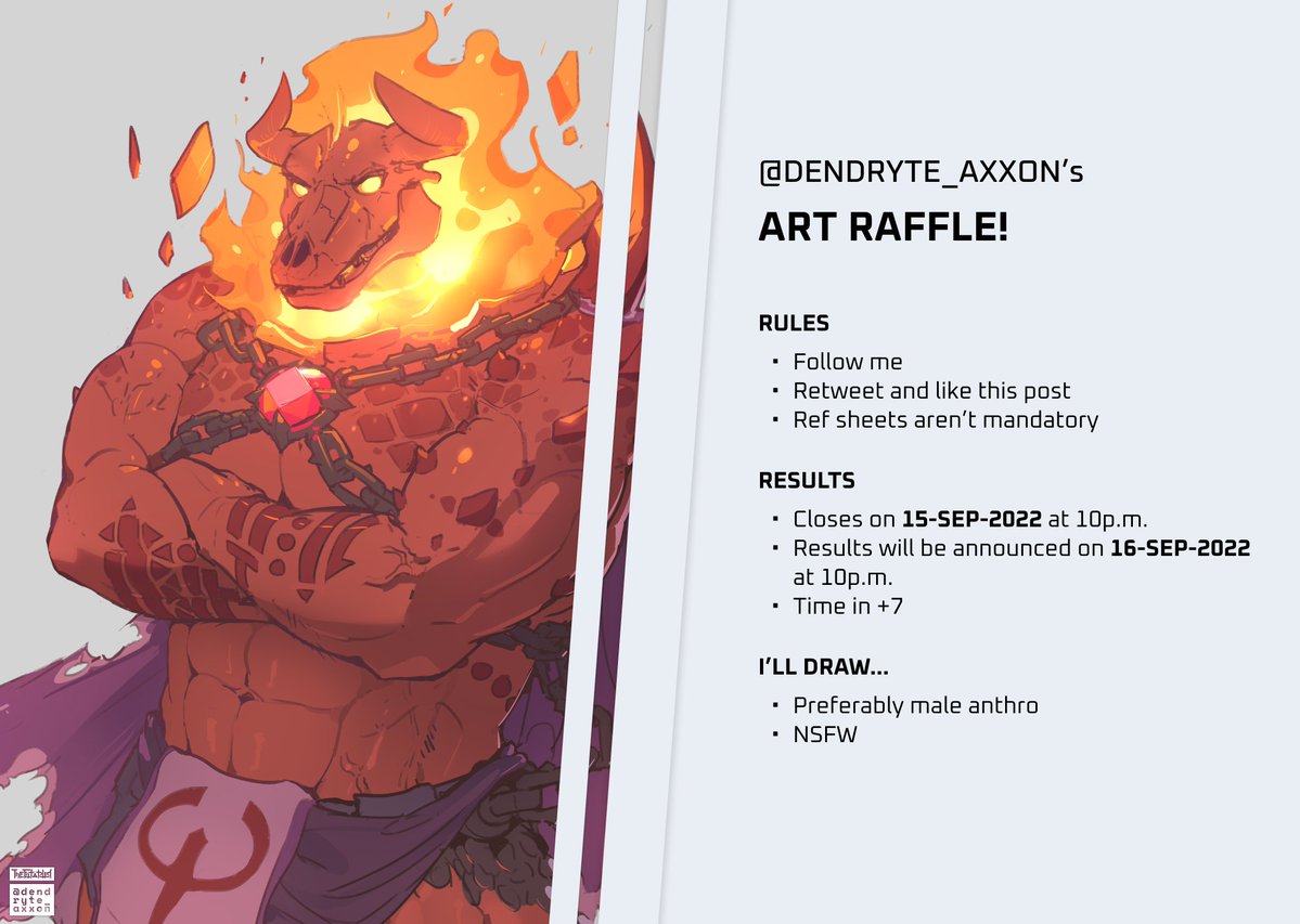 dendryte_axxon's tweet photo. ASDFGSDHJK THANK YOU SO MUCH FOR 10K!!!!!🔥🔥🔥 I never knew we'd be this far so here's a lil celebration raffle to thank you all :>>>

The prize is a half-body sketchy rendered piece like so. More info on the poster! https://t.co/offum9QGV5