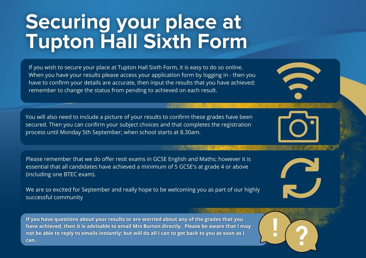 TuptonHalls's tweet photo. The attached poster provides more information for those wanting to secure their places at Tupton Hall Sixth Form. https://t.co/PzoRskRnU9