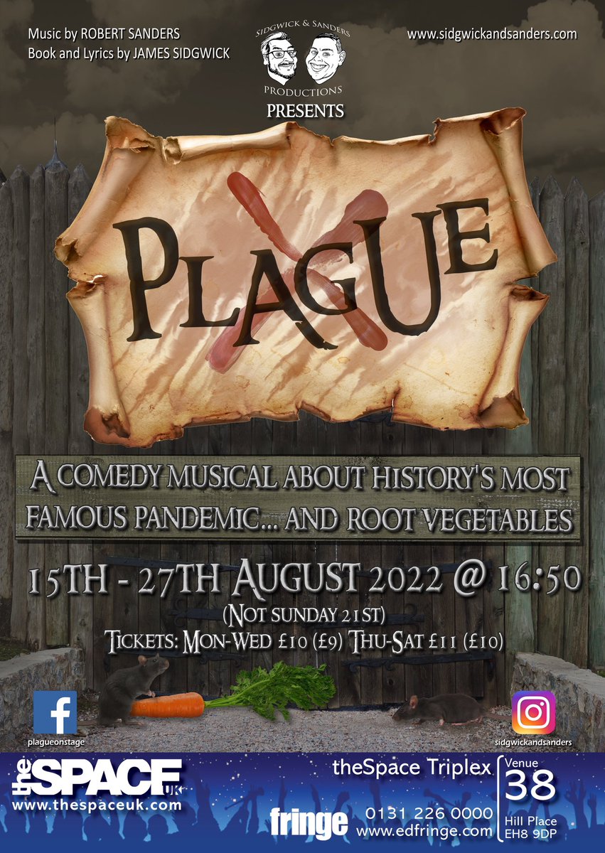 plagueonstage's tweet photo. @claireygirly @edfringe Brand new comedy musical at 4:50pm! An uplifting and hope-filled historical tale! https://t.co/V4beU96flM