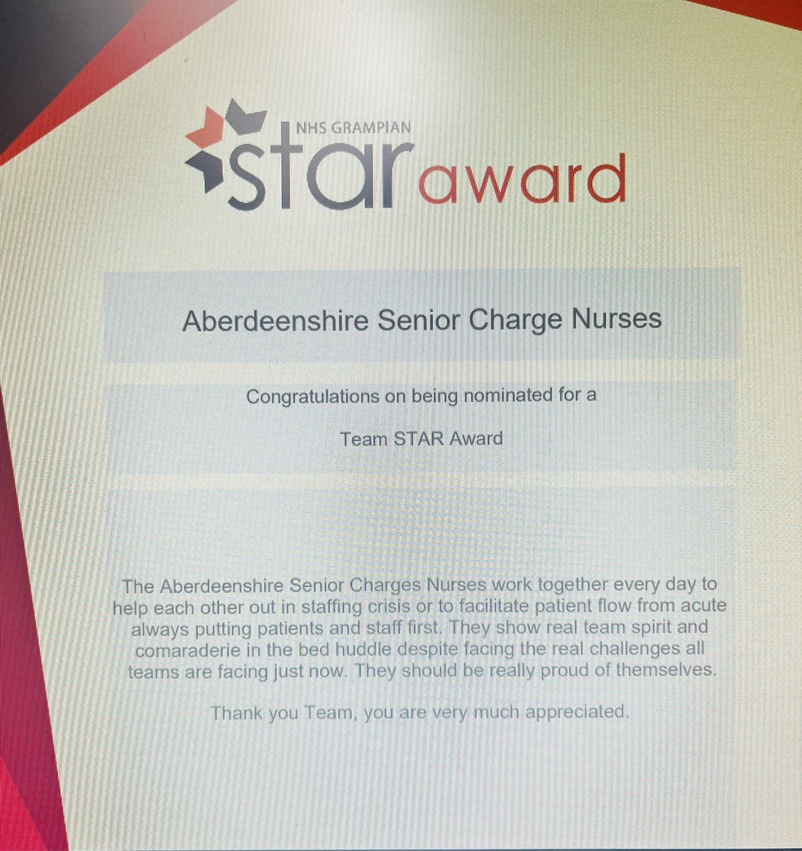 ShireNurses's tweet photo. A huge congratulations to all our Shire SCN’s on their Star award nomination.⭐️ Our SCNs are geographically miles apart but work hard to support each other with staff and patients at the heart of everything they do! 👏🏻#Teamshire #shirenurses @alisonmcgoo @HSCPshire @NHSGrampian https://t.co/5Rm6fS3PpI