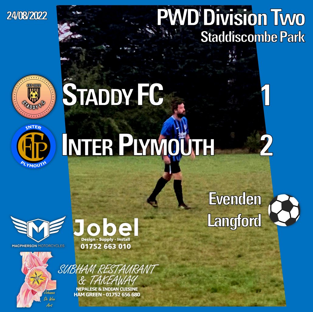InterPlymouth's tweet photo. Staddy FC 1
Inter Plymouth 2

⚽Evenden, Langford

It's our second win from our opening three games, following another resolute defensive display.
#UpTheInter 

Report: https://t.co/MIbzFro0Fx https://t.co/fovYIe7OBo