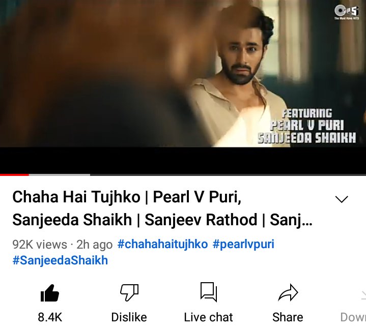 pearlvpuri89's tweet photo. 92 K views completed 
100 K soon 
Keep streaming and sharing 

CHAHA HAIN TUJHKO OUT NOW #PearlVPuri https://t.co/MDeYUBBq8L