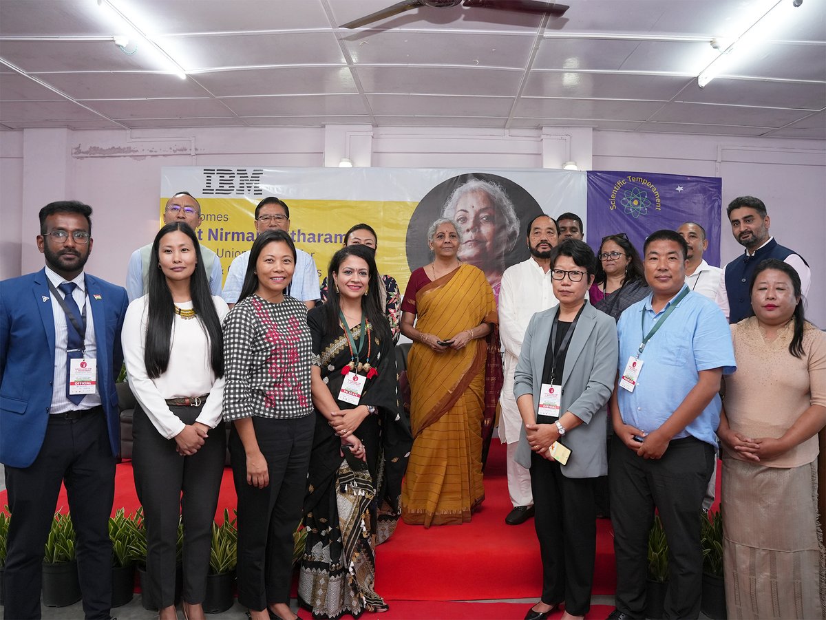 YNnagaland's tweet photo. Hon'ble Union Minister of India Smt. @nsitharaman & @MyGovNagaland officials visits one of our #IBMSTEMforGirls project site at N Kire GHSS Kohima. Students from N Kire GHSS, GHS Chandmari and GHS Tasazhu, Jotsoma exhibits their prototypes. @ibm_in @questalliance #YouthNet https://t.co/lhCVGfuebq
