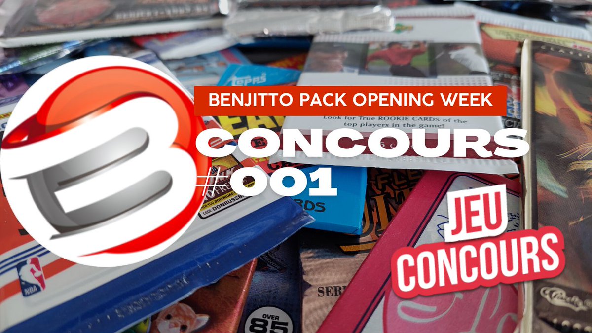 Benjitto's tweet photo. CONCOURS #001

Lancement du Benjitto Pack Opening Week. Remporter un lot de 10 packs et goodies. Pour participer : 

➡️S'abonner à la chaine YouTube https://t.co/q4xj4qkfk3
➡️Liker et partager cette publication
➡️Tagger deux amis

TAS le 19/09/2022

Good Luck !
🥳😀💪 https://t.co/0poEQxIBYE
