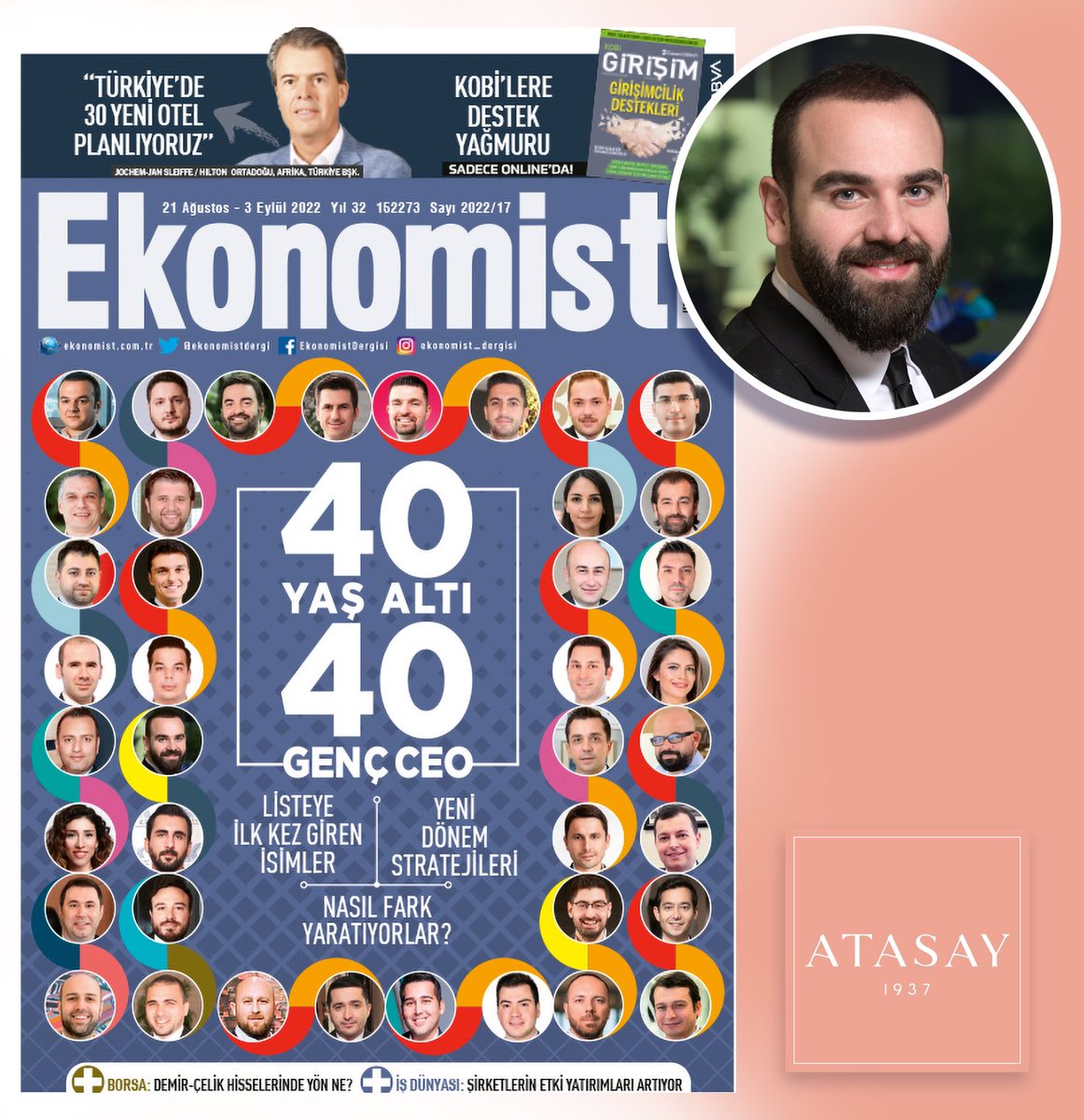 Ekonomist Dergisi’nin her yıl düzenlediği, iş dünyasının genç liderlerinin başarı hikâyeleriyle değerlendirildiği ’40 Yaş Altı En Genç CEO Araştırması’ sonucunda hazırlanan listede CEO’muz Sayın Atasay Kamer’in bir kez daha yer alıyor oluşunu kutluyoruz. #AtasayJewelry