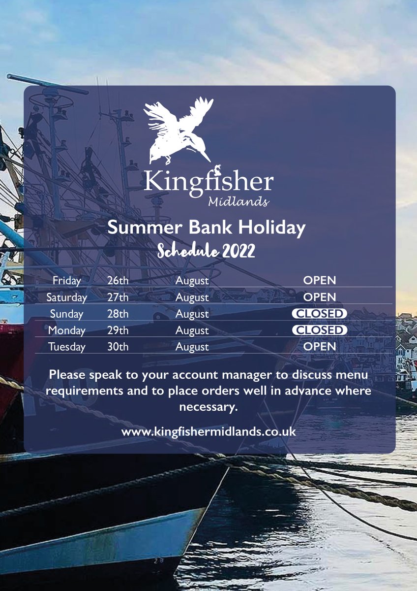 some key info for this Bank Holiday #bankholidayweekend #eatout #havethefish #midlandchef #brumchef #brumfood