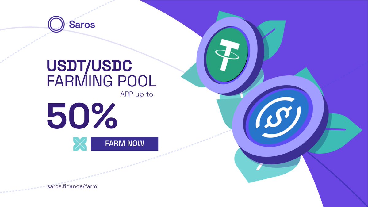saros_xyz's tweet photo. $USDT - $USDC Farm is now LIVE on Saros 🔥

Make those stables work for you 👨‍🌾

FARM NOW 👉 https://t.co/8T4kPdDvnm https://t.co/2vWn7JhRIB