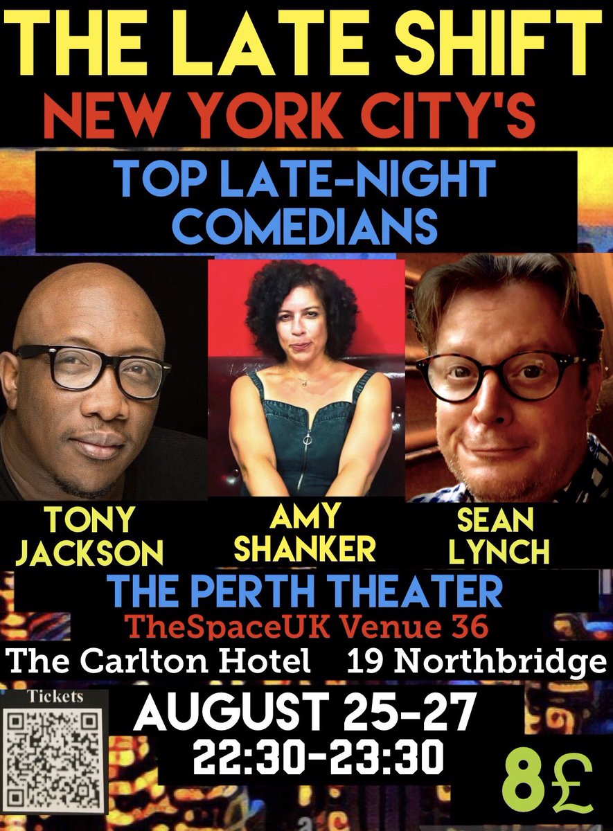seanlynchcomedy's tweet photo. This Thursday, Friday and Saturday at @edfringe  @theSpaceUK’s  Venue 36,  the Perth Theater at @hiltonedcarlton  22:30 -23:30 featuring @AmyShanker , Tony Jackson and Me !   Tickets :8£
https://t.co/YkCBnutkIi https://t.co/1kVx7sNuPb
