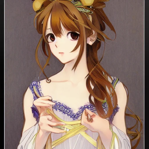 ミュシャに超かわいい女の子を京アニスタイル&ピクシブっぽい要素入れて描いて!と呪文を唱えたら一気に化けたのであるこの絵師絶対SNSでバズって化粧品パッケージとコラボするやつであるぞ#dreamstudio 