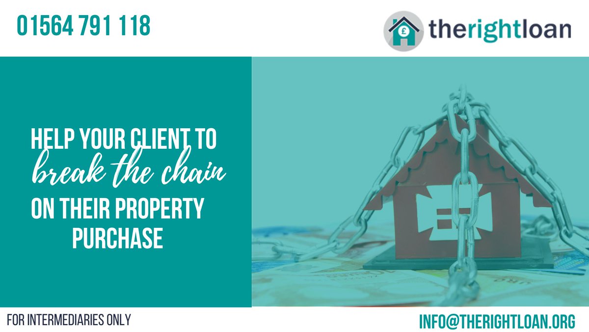 One of the most common uses of bridging loans is to help break a property purchase/sale chain. 

Break the chain and get in touch today:
👉 info@therightloan.org
👉 01564 791 118

Or visit our website:
👉 therightloan.org