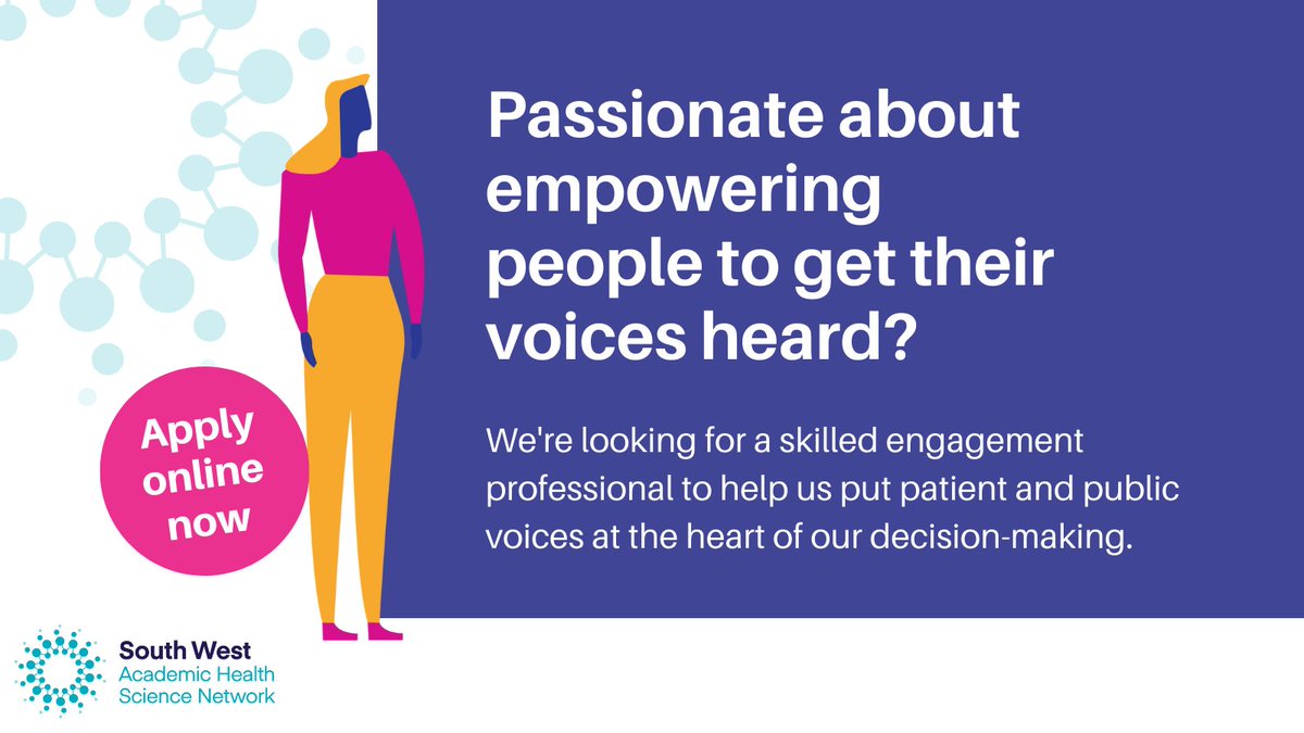 HealthInSW's tweet photo. 📢Apply before 31 August for our User Engagement & Co-design #Manager role!
Part time, between 0.6FTE – 0.8FTE
Help us put #PatientVoices at the heart of our work: https://t.co/RG0g7LwYMQ
#UserEngagement #Mananger #vanacy #hiring #recruitment #applynow #job #healthcare https://t.co/FxC4THa8Ul
