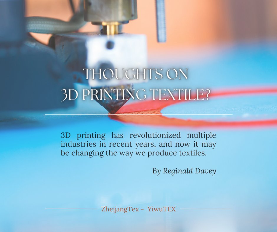 ZhejiangTex's tweet photo. #Textile production left a massive #environmentalfootprint for quality fashion material. How #3Dprinting bring new insight to the industry? What is the downside or limitations?

Check it out: https://t.co/pNrEwIU3RO

#YIWUTEX #ZHEJIANGTEX #MarketNews https://t.co/21OCzq8hcR